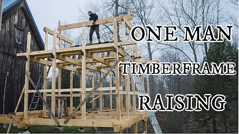 Raising our Japanese timber frame, no machines, just one mans hands, ASMR