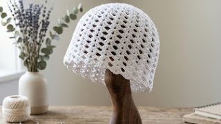 How To Crochet Mesh  Hat Crochet EASY & SIMPL *mesh hat for spring