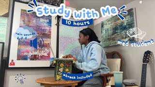 10 DAYS TO EXAM | 10hr STUDY WITH ME revision + locking in ~ rain sounds + real time