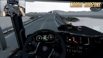 Extremely realistic drive - Nordic Horizons DLC | Euro Truck Simulator 2 | Steering wheel gameplay