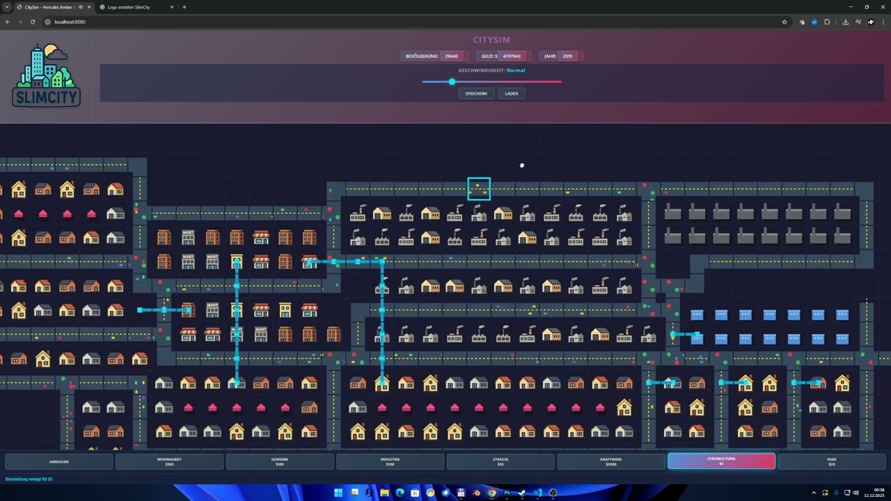 SlimCity a minimalistic city simulator in the browser. First Preview