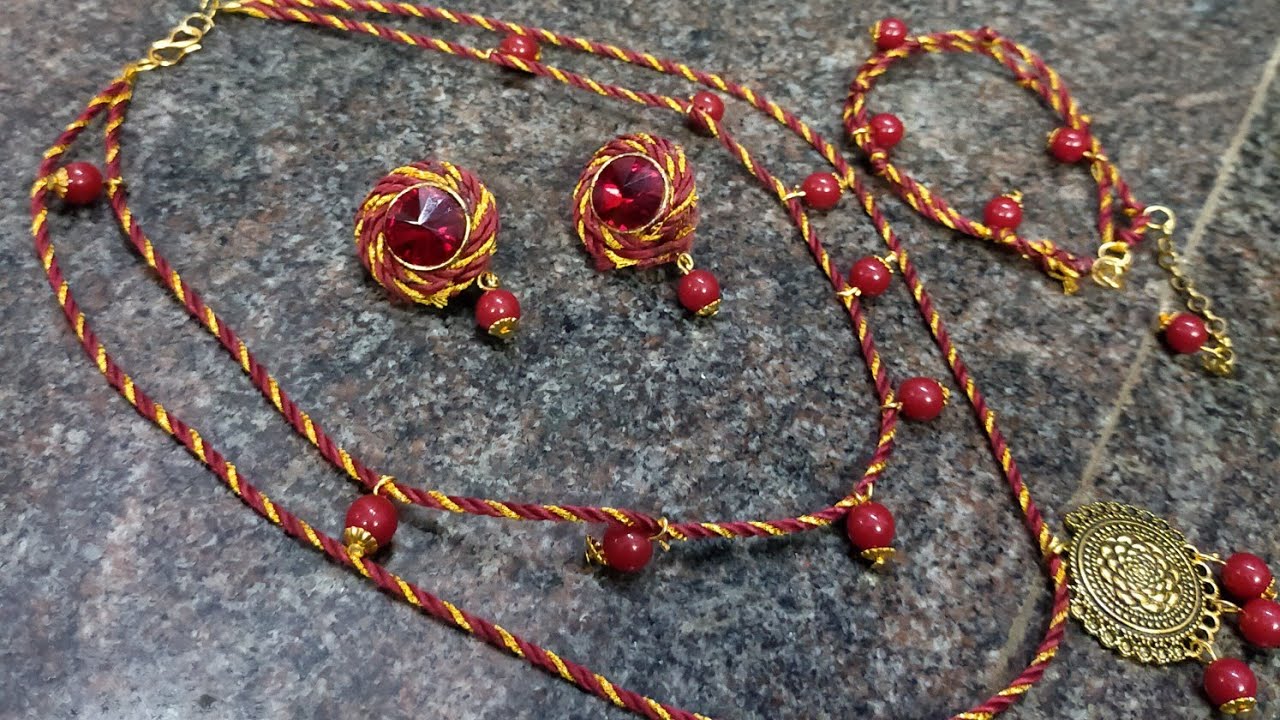 DIY Easy Zari Rope Jwellery Set - YouTube