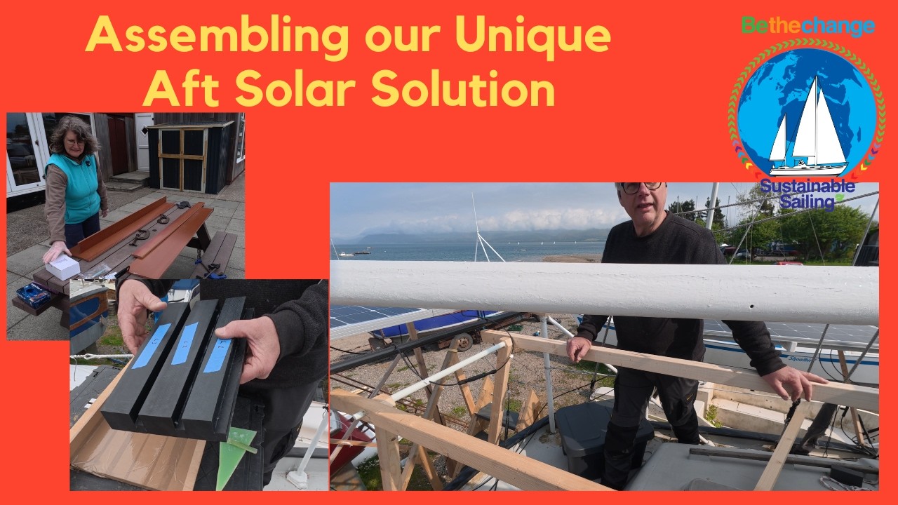 ⁣Our unique aft solar for sailing starts to come together #BoatRefit #DIY #ElectricBoat #Solar