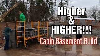 Higher & HIGHER! | Couple Builds Cabin in the woods w/ Block Basement