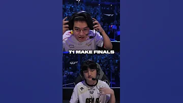 T1의 승리 후 희비가 교차하는 T1 젠지 선수들 화면 