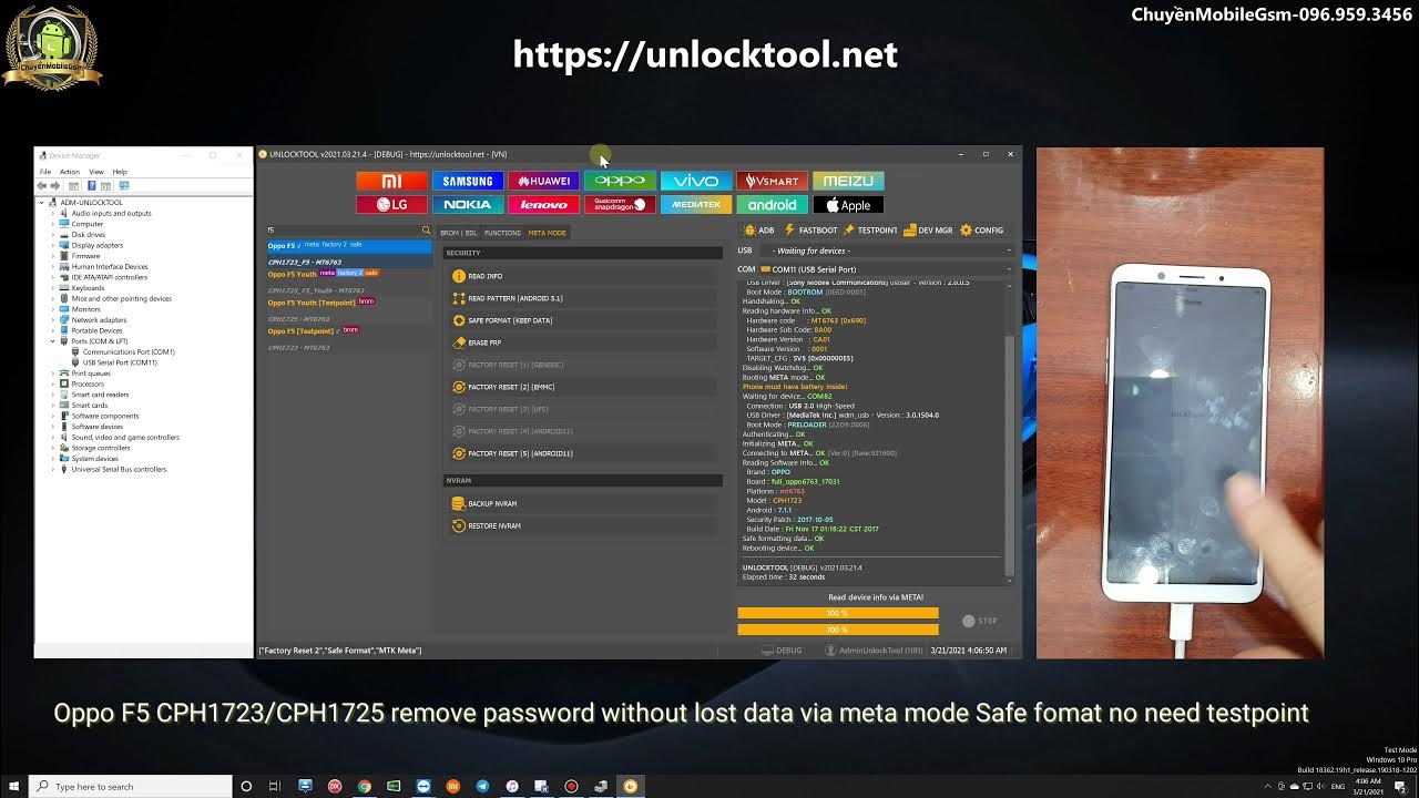 Oppo F5 CPH1723/CPH1725 Remove Password Without Lost Data Via Meta Mode