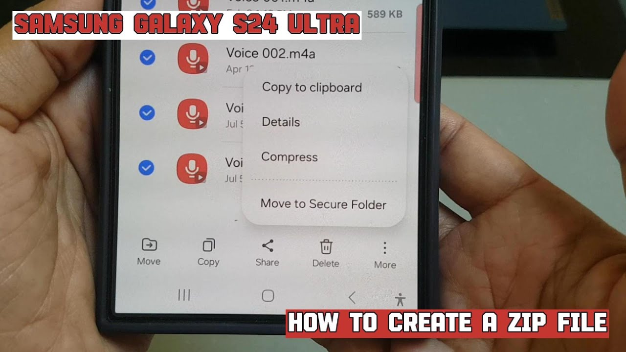 How to create a ZIP file on Samsung Galaxy S24 Ultra
