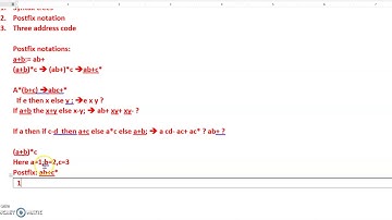 Intermediate code representations  Part 1(post fix notation)