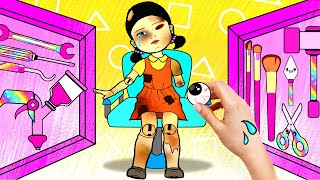 OMG! How To Fix SQUID GAME DOLL? - Poor Squid Game Doll and Kind Fairy | DIY Paper Dolls & Cartoon