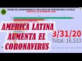 LATINOAMÉRICA SUBE LOS CASOS CON CORONAVIRUS COVID19 (31 MARZO 2020)