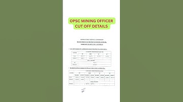 OPSC MINING OFFICER CUT OFF DETAILS