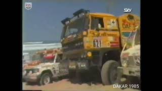 Jan de Rooy with his DAF '𝘵𝘩𝘦 𝘣𝘶𝘭𝘭' in Dakar Rally 1985