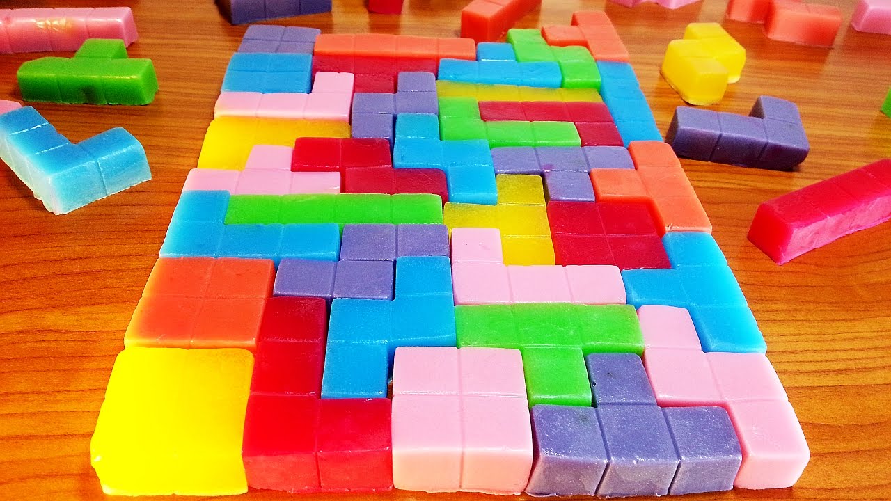 How to make gummy pudding tetris pieces - YouTube