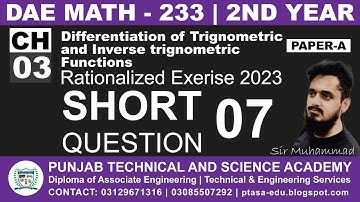 DAE MATH 233 Chapter 3 Short Question 7 | Sir Muhammad