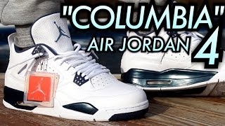 jordan 4 columbia on feet