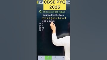 Q) The area of the regionbounded by the lines  y=𝑥+1,𝑥=1,𝑥=3 and 𝑥-axis #applicationofintegrals