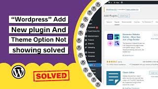 How to Fix Add New Plugin Menu Missing in WordPress / Plugin options not showing in wordpress Sloved