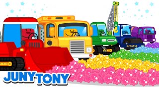 Construction Vehicles Song for Kids | The Naughty Gray Crayon +More | Kids Songs | JunyTony
