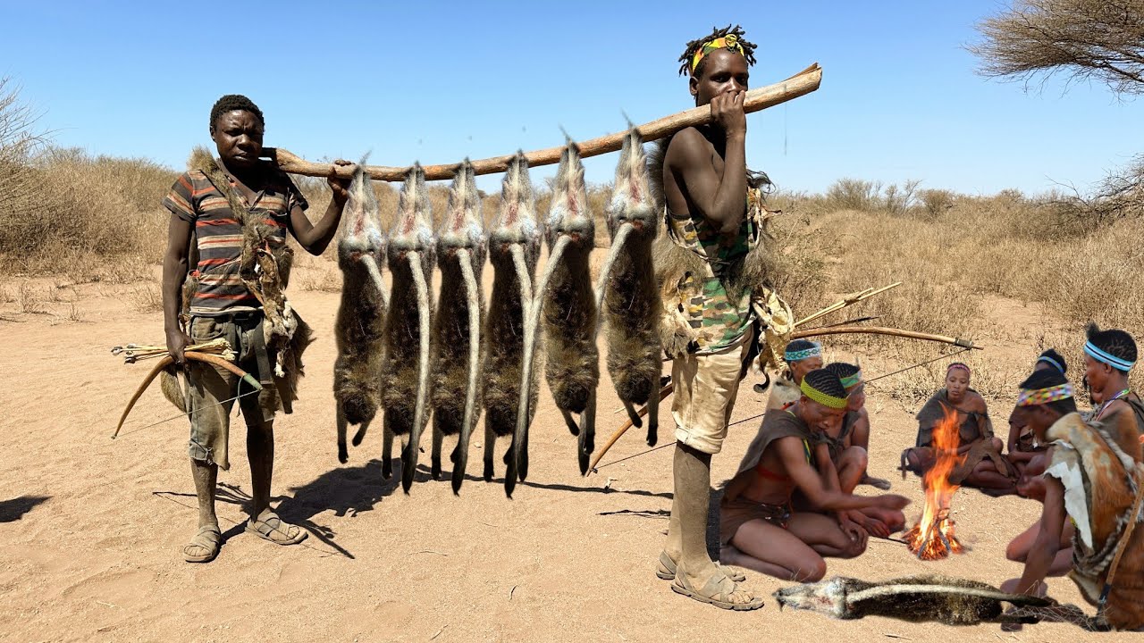 ⁣Hadzabe Tribe Made It Again With A Lot Of Monkeys| hunters documentary