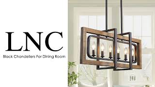 LNC Geometric Rectangular Chandelier - 6 Lights