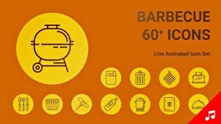 Barbecue Tool Kitchen Animation - Line Icons and Elements by likeman | AE Element Template