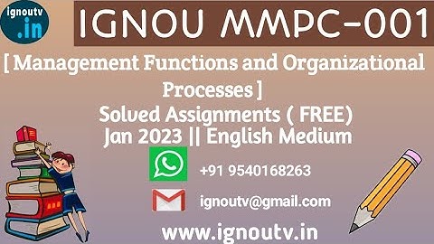 IGNOU MMPC-01 Solved Assignment Jan 2023 [FREE] || IGNOU MBA || IGNOU TV || IGNOU ||