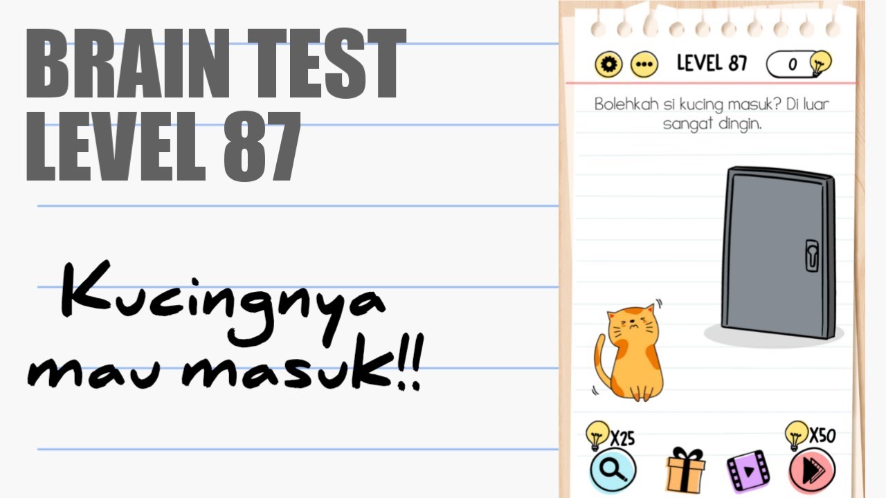 Brain test level 87 - Kucingnya mau masuk - YouTube