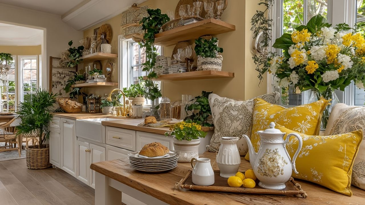 Миниатюрный французский загородный коттедж в оливково-желтых тонах | Дом мечты в стиле шебби-шик.