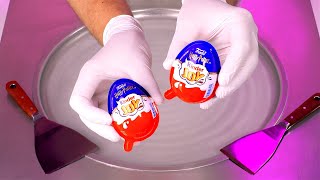 Kinder Joy Ice Cream Rolls - how to make Kinder Joy Chocolate & Milk Creme Eggs to Ice Cream | ASMR
