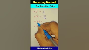 Bar Question Trick🔥|| Recurring Decimal Trick 🔥 || Recurring Decimal To Fraction || #shorts