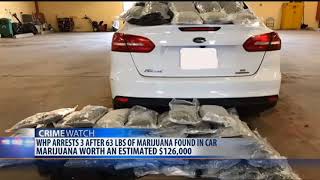 WHP Arrests three after finding 63 pounds of Marijuana in car