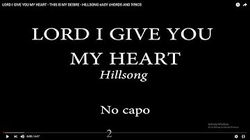 Thumbnail of LORD I GIVE YOU MY HEART - THIS IS MY DESIRE - HILLSONG eASY cHORDS AND lYRICS