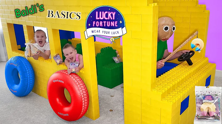 Baldi's Basics in Real Life Giant Lego Fort School Bus Opening Wowwee Lucky Fortune Cookies!