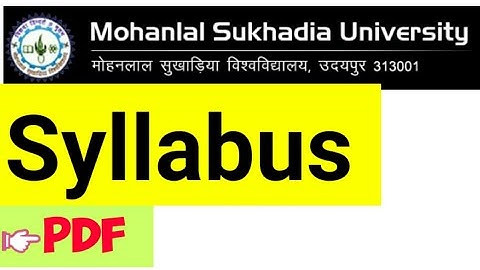 Mohanlal sukhadia university udaipur syllabus