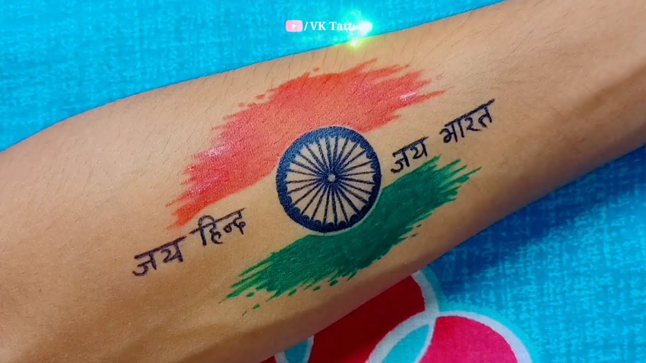 Independence Day tattoo - 15th August | Indian FLAG 🇮🇳 tattoo on hand -  YouTube