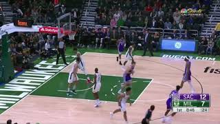 Sacramento Kings announcer forgets how to speak after Sacramento goes up 14-7 on the Bucks.