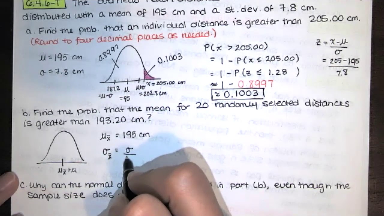 Prob 6 4 6 Find The Probability That A Sample Mean Is Greater Than A