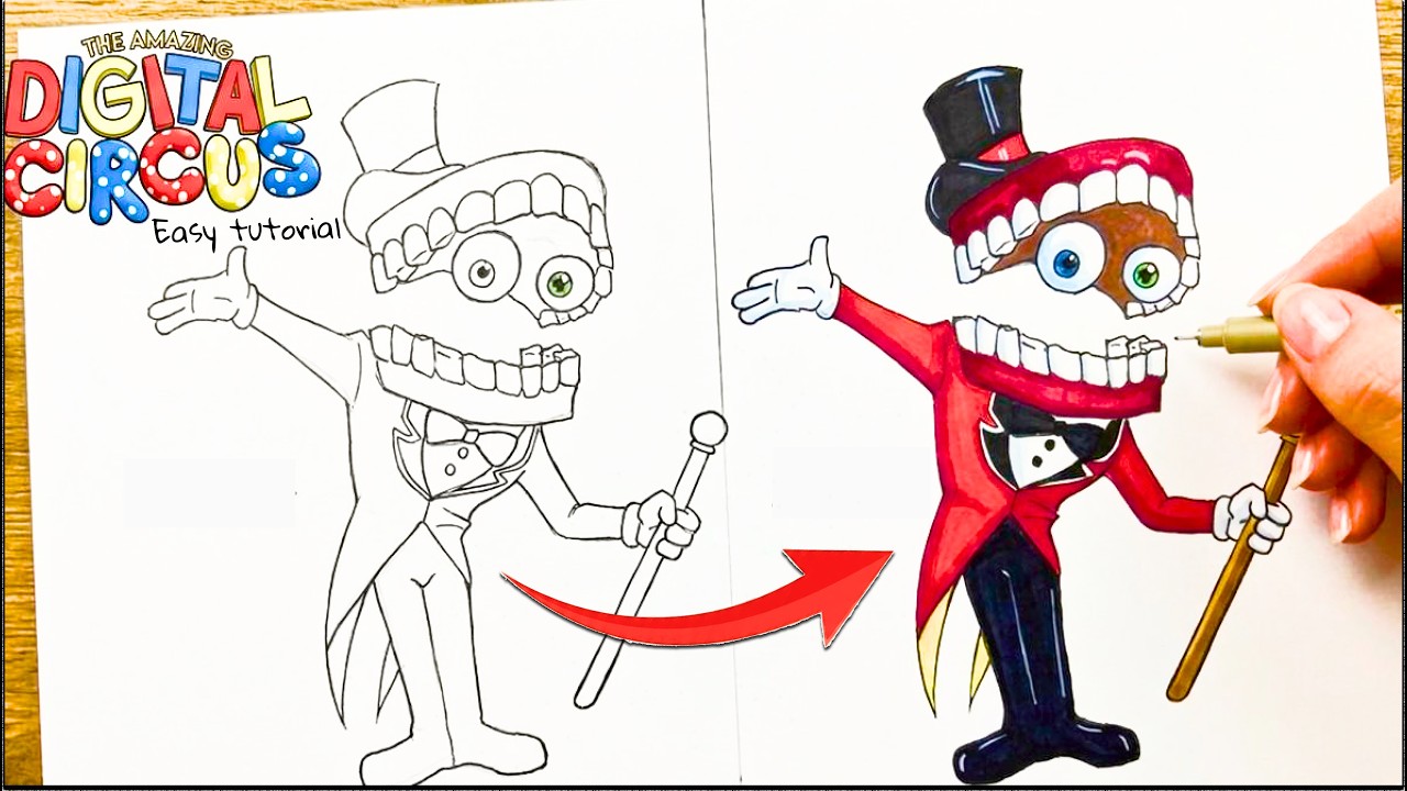 Drawing CAINE🎪 ️ THE AMAZING DIGITAL CIRCUS 🔥 Easy Tutorial - YouTube