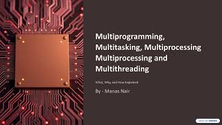 Multiprogramming, Multitasking, Multiprocessing and Multithreading | By Manas Nair