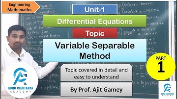Pt-1 Understanding Variable Separable Method Differential Equations for Autonomous University GCA