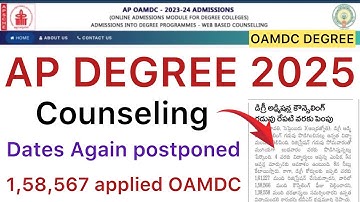 AP DEGREE OAMDC COUNSELING DATES AGAIN EXTENDED | AP DEGREE COUNSELING 1,58,566 APPLIED  