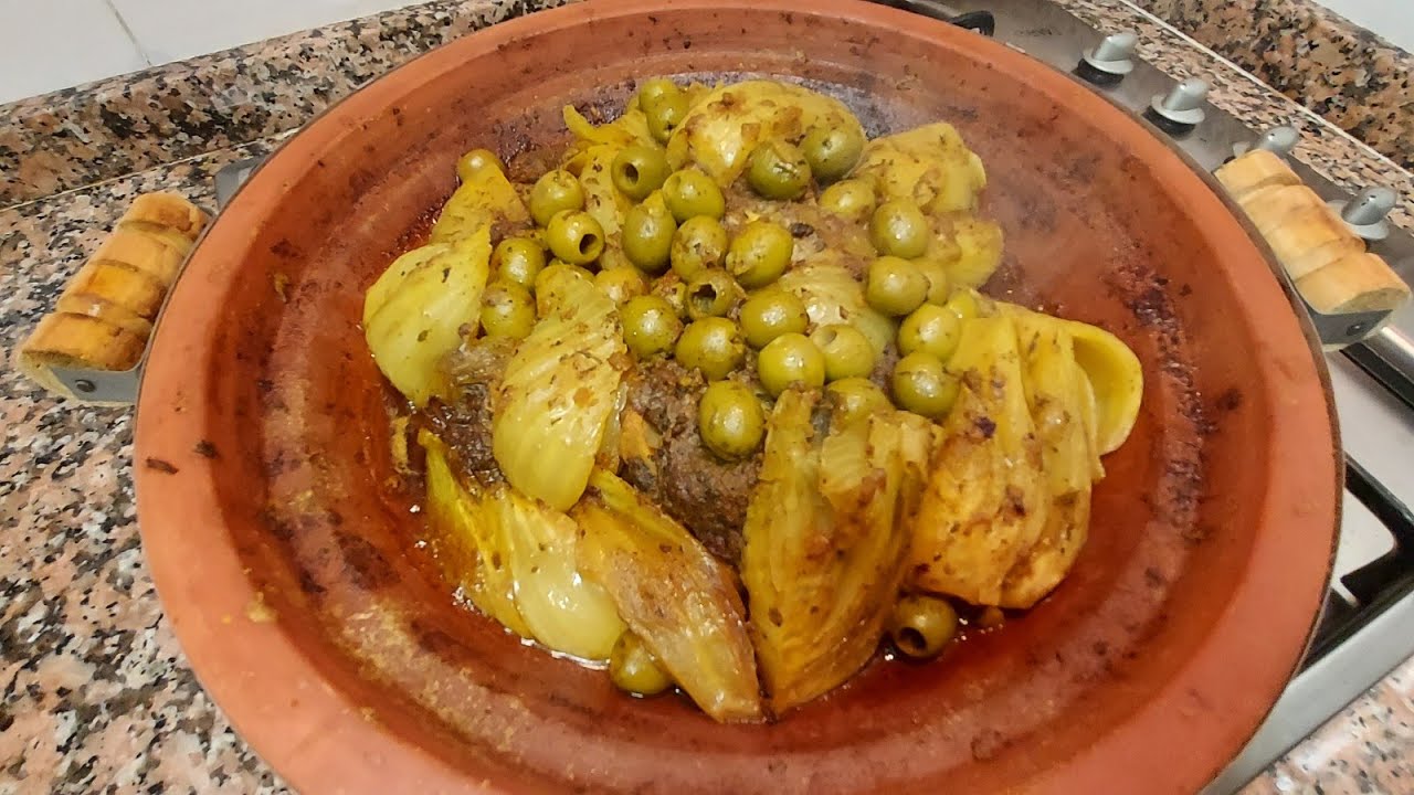 طاجين لحم بالبسباس والزيتون لذيذ ورائع وساهل