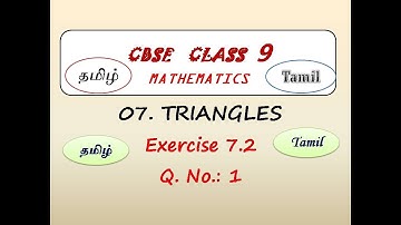 Class 9, Maths Exercise 7.2 Q.No 1  in Tamil | Chapter 7 Triangles | CBSE Maths, NCERT in Tamil