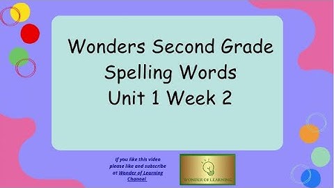 Wonders 2nd Grade Unit 1 Week 2 Spelling