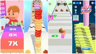 Ice Cream Run vs Pan Cake run vs Helix stack jump vs Gem Stack run