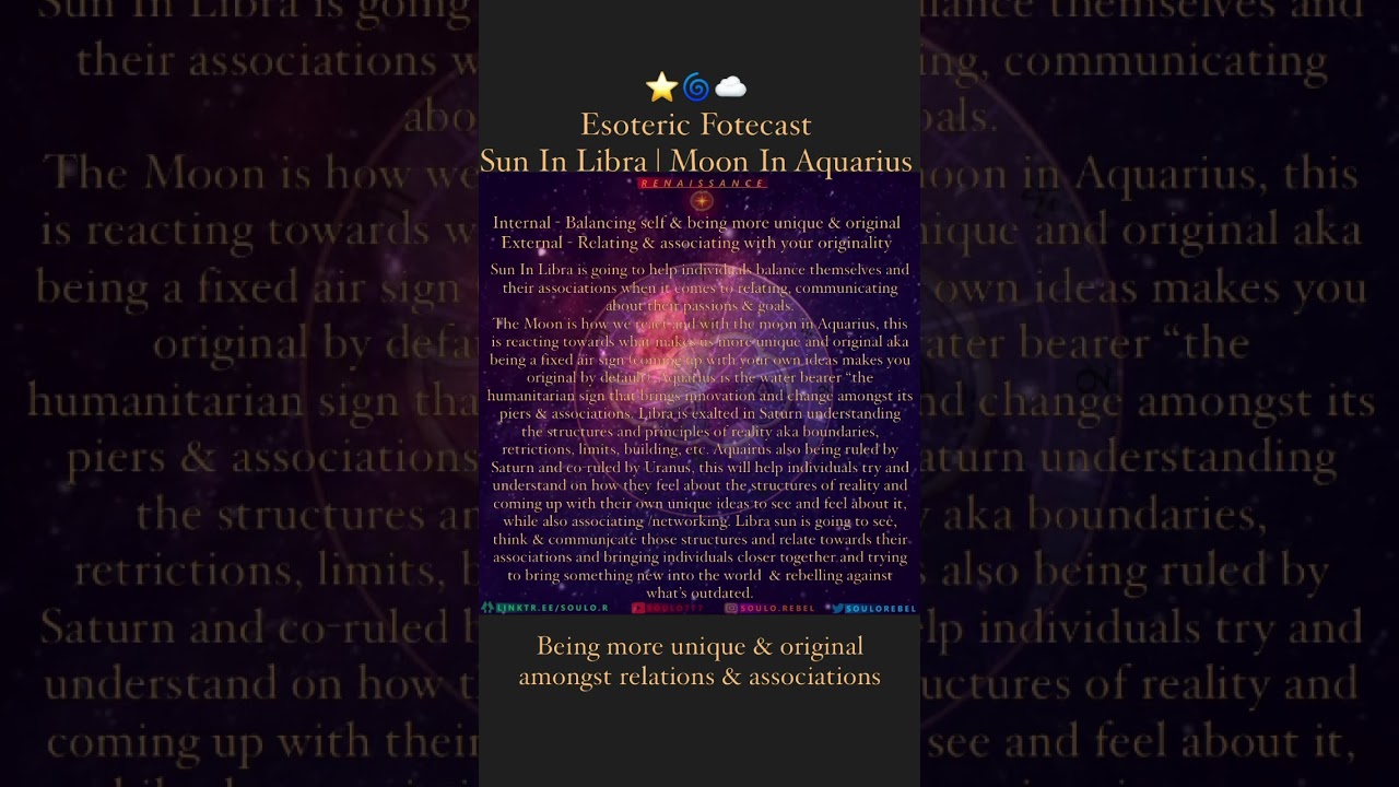 YouTube에서 ☉ In ♎︎ | ☽ In ♒︎ #astrology #spirituality #libra #sun #aquarius #moon #soulo 보기 YouTube에서 ☉ In ♎︎ | ☽ In ♒︎ #astrology #spirituality #libra #sun #aquarius #moon #soulo 보기