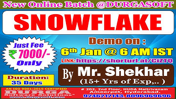 SNOWFLAKE Online Training @ DURGASOFT