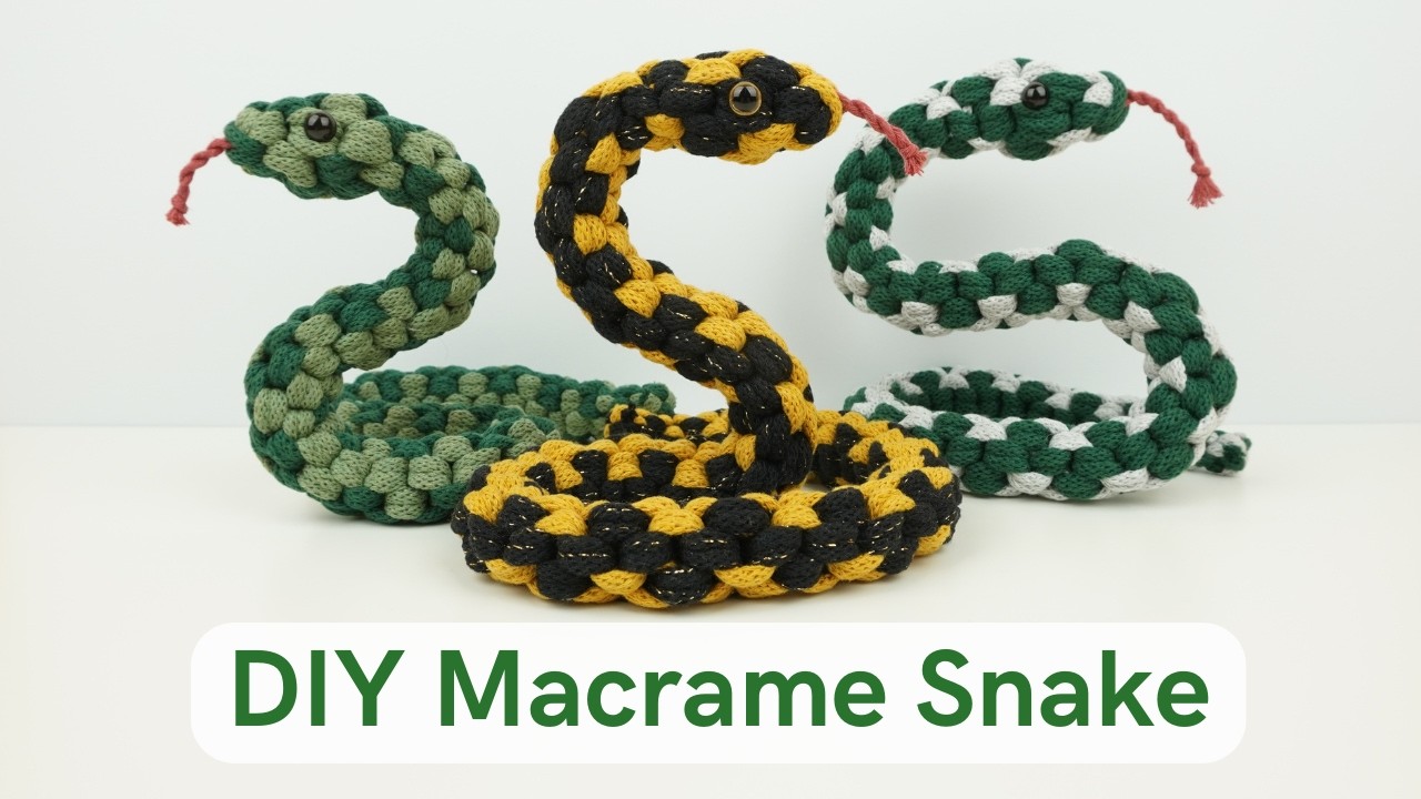 The EASIEST Macrame Snake Tutorial EVER | Slytherin snake | Harry ...