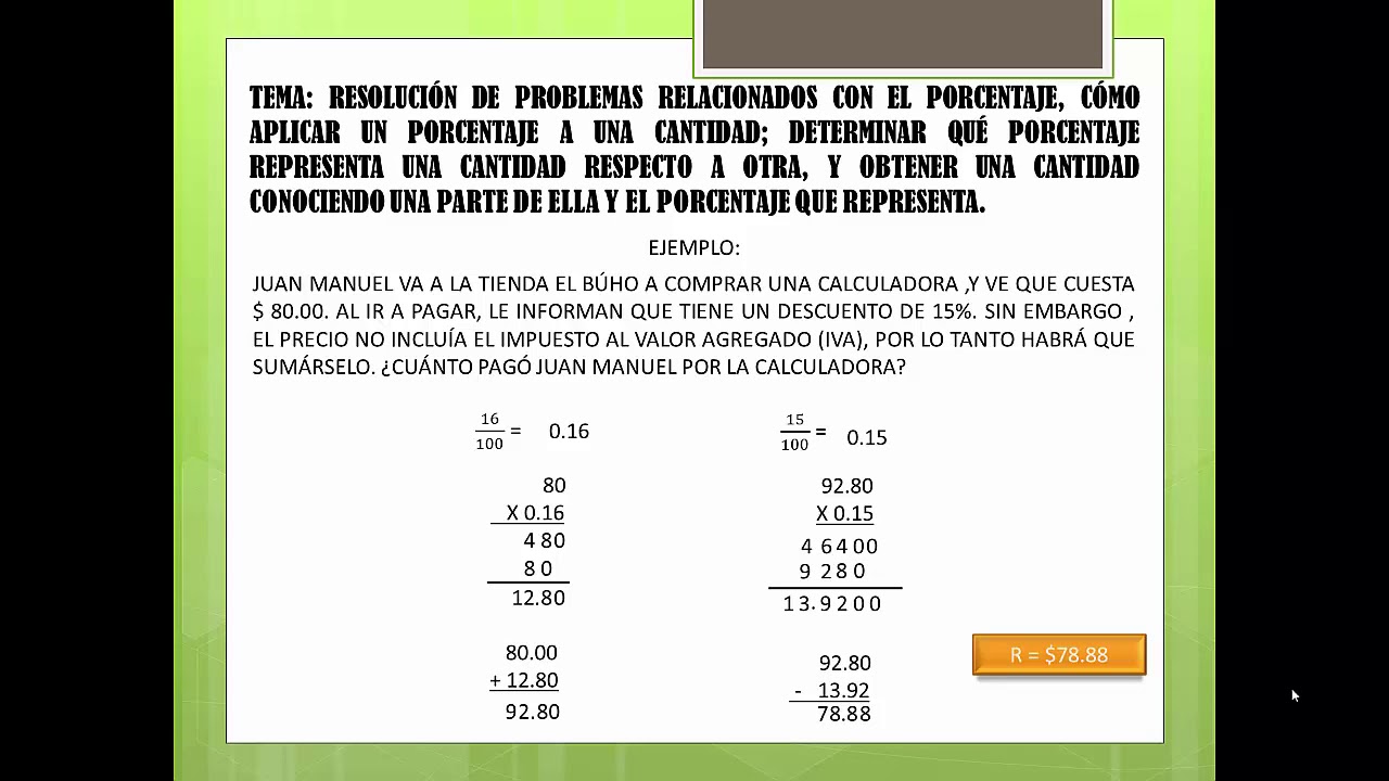 Problemas relacionados con el porcentaje. Determinar qué porcentaje