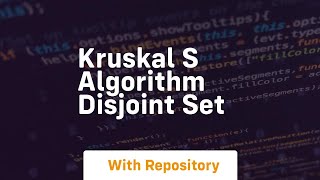 kruskal s algorithm disjoint set